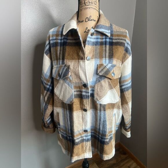 Zara Italian fabric flannel shacket small cozy basic everyday cabincore casual - Picture 8 of 11